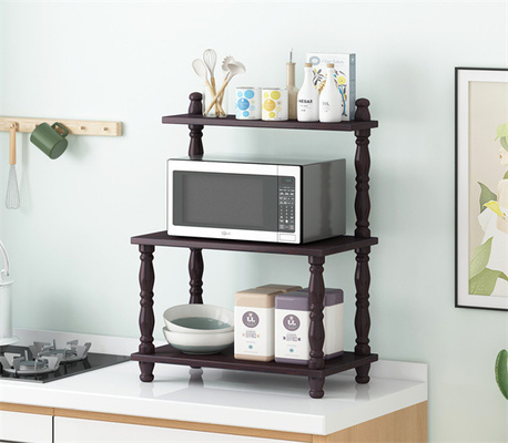 Keuken Baker Double Layer Microwave Oven Rack Stand Wood Frame