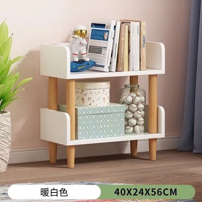 OEM Freestanding spaanplaatboekenrek 2 planken houten boekenkast voor Veelkleurige Slaapkamer