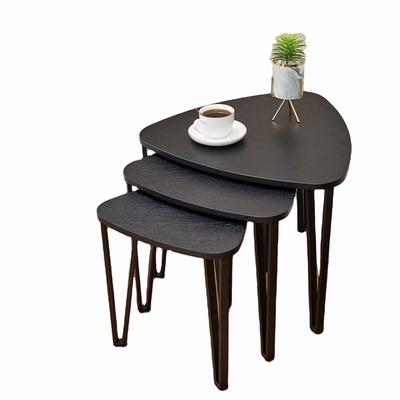 Modern Zwart Spaanplaat Houten Nest van 3 die Koffietafels voor Woonkamer worden geplaatst