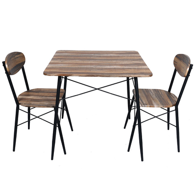 Bruine 2 Seater Metaaleettafel en Stoel Vastgestelde MDF Houten Bovenkant