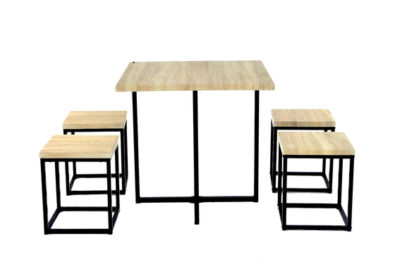 Het hout en de de Staal Rechthoekige Eettafel en Stoel plaatsen 4 Seater Meubilair