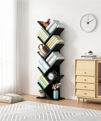 SGS van de de Plankenboekenkast van de Vloer het Houten Boom Boekenrek van de de Hoek Zwarte Boom