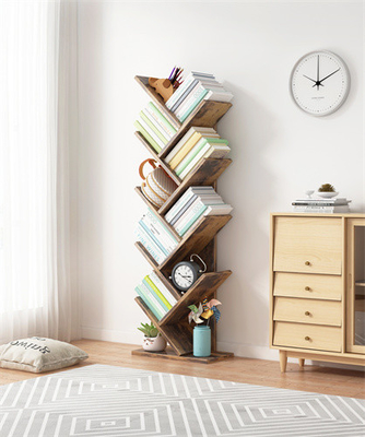 SGS van de de Plankenboekenkast van de Vloer het Houten Boom Boekenrek van de de Hoek Zwarte Boom