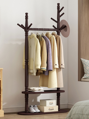 2 van de de Hangertribune van de rij Op zwaar werk berekend Modern Kleding van het de Pijnboomhout Freestanding de Klerenrek