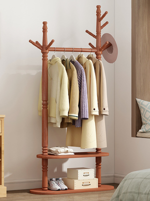 2 van de de Hangertribune van de rij Op zwaar werk berekend Modern Kleding van het de Pijnboomhout Freestanding de Klerenrek