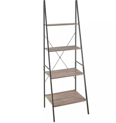 4 rijmetaal en het Houten Rek van de het Boekenrekopslag van de Boekenplanken Houten Ladder