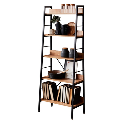 Modern Metaal en Houten Boekenplankenvertoning 5 van de Meubilairladder Rijen