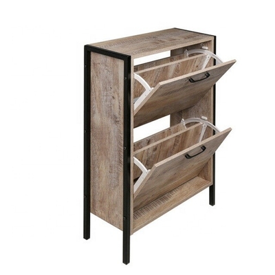 Industrieel het Kabinetsentryway van de Metaal houten Smal Schoen Schoenrek voor Huis 2 Rijen