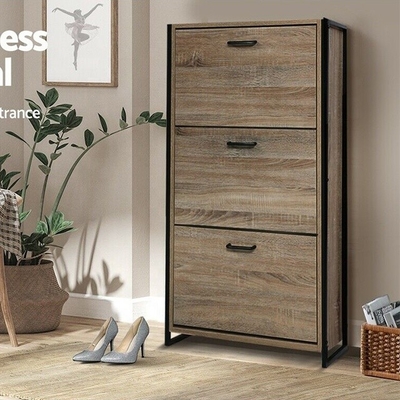 MDF de Houten Organisator Cabinet For Home van 3 Rijenflip down shoe rack furniture