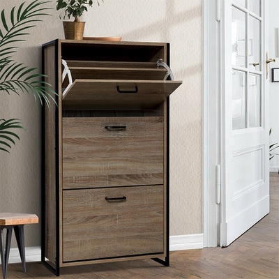 MDF de Houten Organisator Cabinet For Home van 3 Rijenflip down shoe rack furniture