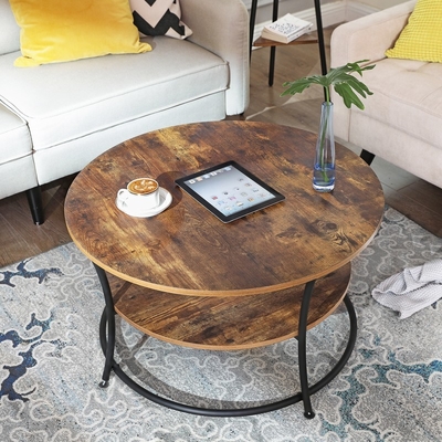 Het minimalistische Noordse Nestelen om Hout en Metaalkoffietafel Mesa De Centro