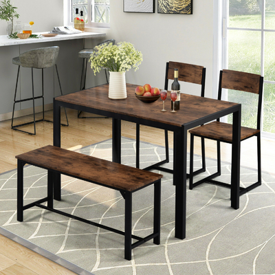 Aangepaste Houten Metaaleettafel met Bank en Stoelen voor Restaurant