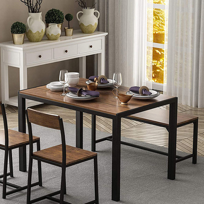 Aangepaste Houten Metaaleettafel met Bank en Stoelen voor Restaurant
