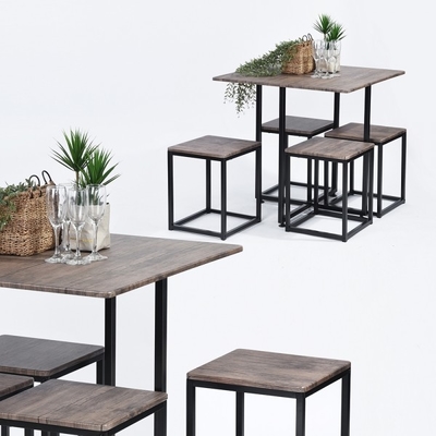 De de Vastgestelde Houten Lijst en Stoelen van de zwarte Eikeetkamer voor Barkeuken