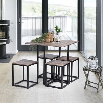De de Vastgestelde Houten Lijst en Stoelen van de zwarte Eikeetkamer voor Barkeuken