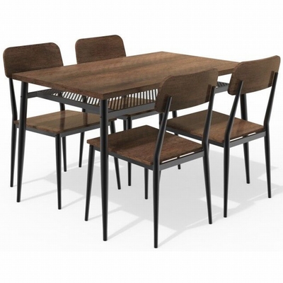 Midden van de eeuw Rechthoekige Rustieke die Eettafel en Bank met 4 stoelen wordt geplaatst
