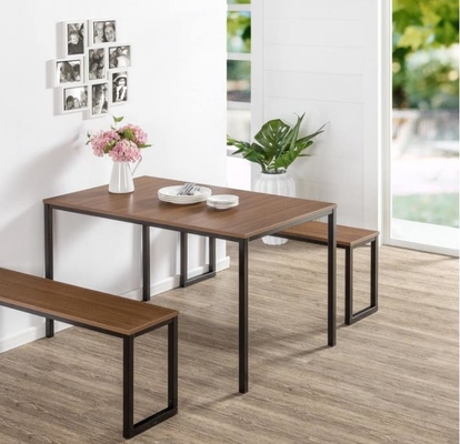 3pcs MDF van het keukenhoekje houten die Eettafel en Stoel met Twee Banken wordt geplaatst