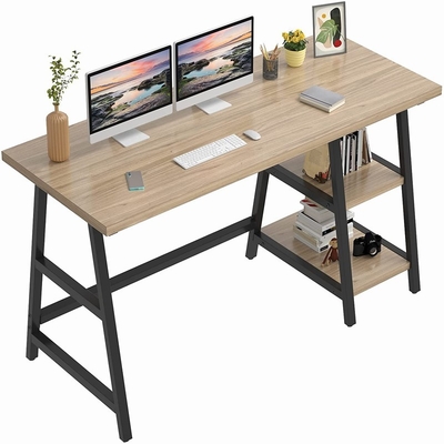 Houten de Computerbureau van het Metaalbureau met Plankenodm