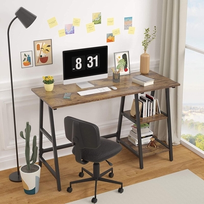 Houten de Computerbureau van het Metaalbureau met Plankenodm