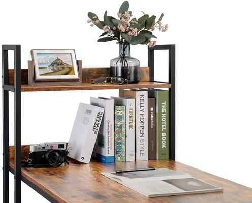 L-vormige het Werklijst van het staal Houten L-vormige Bureau met Opslagplanken