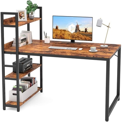 L-vormige het Werklijst van het staal Houten L-vormige Bureau met Opslagplanken