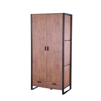 Rustieke Bruine Industriële Houten Moderne Kast 2 van het Garderobekabinet Deuren
