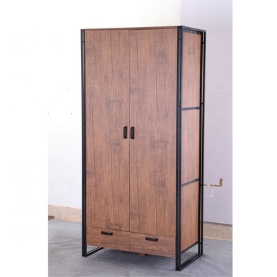 Rustieke Bruine Industriële Houten Moderne Kast 2 van het Garderobekabinet Deuren
