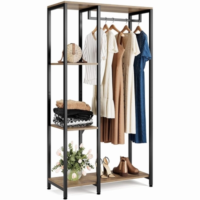 Van de opslagrekken van rustiek Metaal de Houten kleren Garderobe Hall Tree For Bedroom Apartment