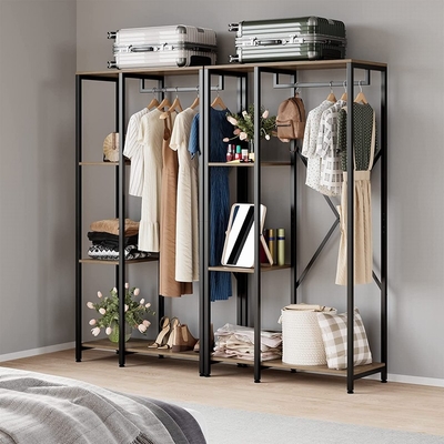 Van de opslagrekken van rustiek Metaal de Houten kleren Garderobe Hall Tree For Bedroom Apartment
