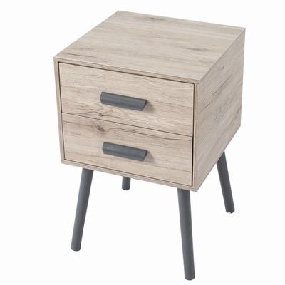 Houten Sofa Slim Bedside Drawers End-lijsten Nightstand met 2 Laden