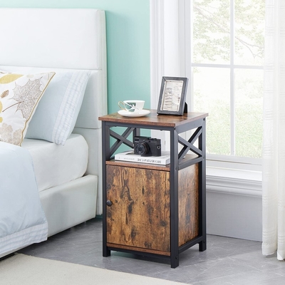 Van het het Bedkabinet van het metaalkader Industriële MDF Bruine Houten Nightstand