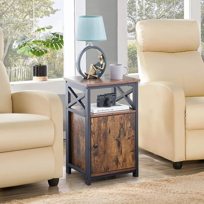 Van het het Bedkabinet van het metaalkader Industriële MDF Bruine Houten Nightstand
