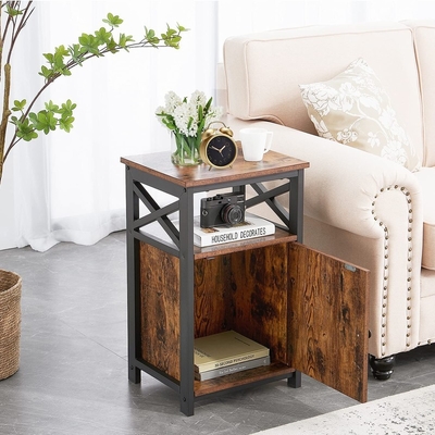 Van het het Bedkabinet van het metaalkader Industriële MDF Bruine Houten Nightstand