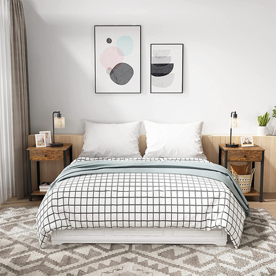 Aangepaste de Boerderijstijl Nightstands Gray Wood van het Metaalkader