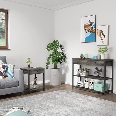 Aangepaste de Boerderijstijl Nightstands Gray Wood van het Metaalkader