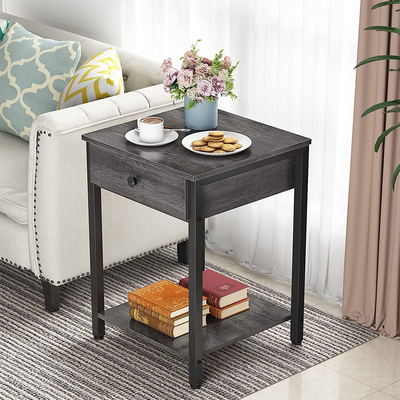 Aangepaste de Boerderijstijl Nightstands Gray Wood van het Metaalkader