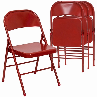 Commerciële Stapelbare Metaalvouwen op Stoelen voor Picknick rood zwart wit