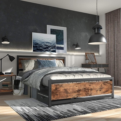 ODM van de het Meubilairherberg van het Hotel Houten Metaal van het het Ijzerbed het Kaderkoning Industrial Style